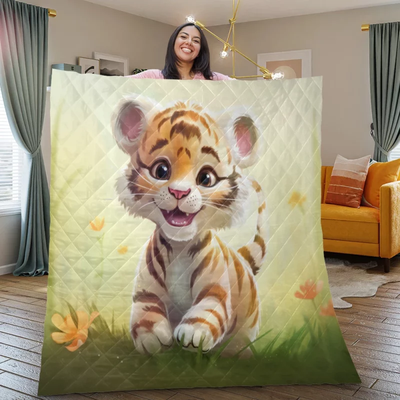 Cute Tiger Illustration Quilt Blanket