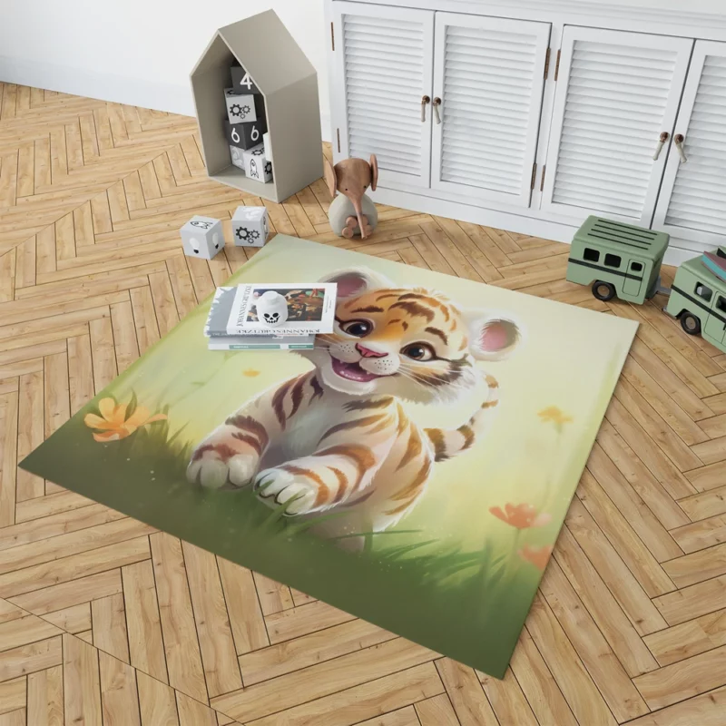 Cute Tiger Illustration Rug 1