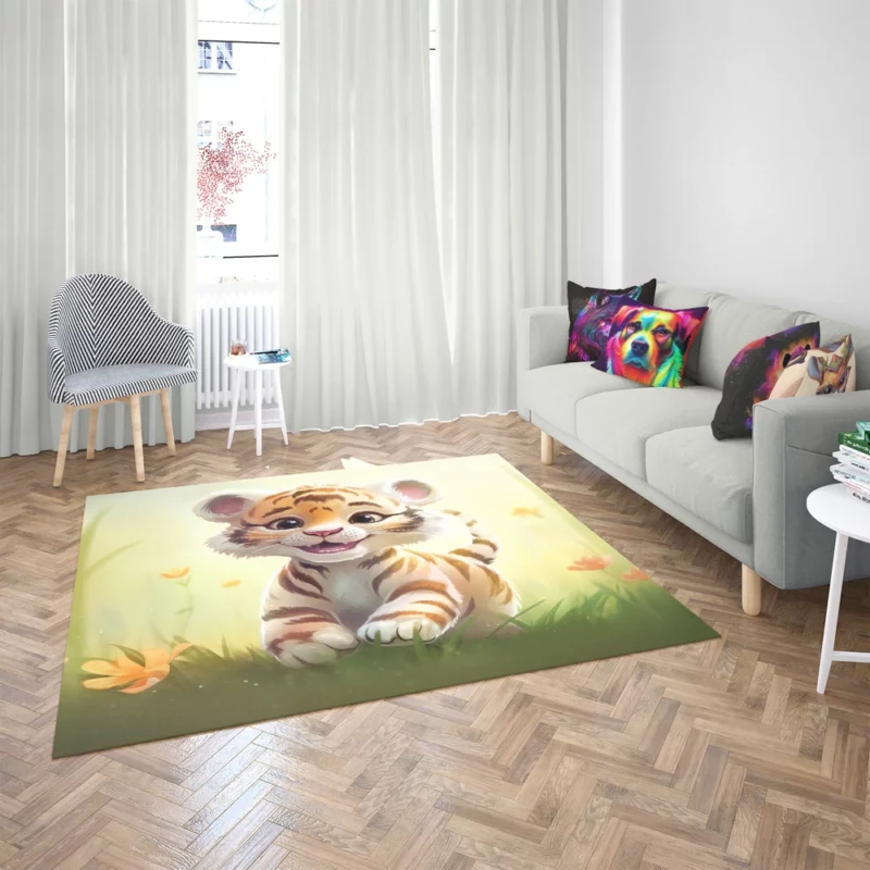 Cute Tiger Illustration Rug 2