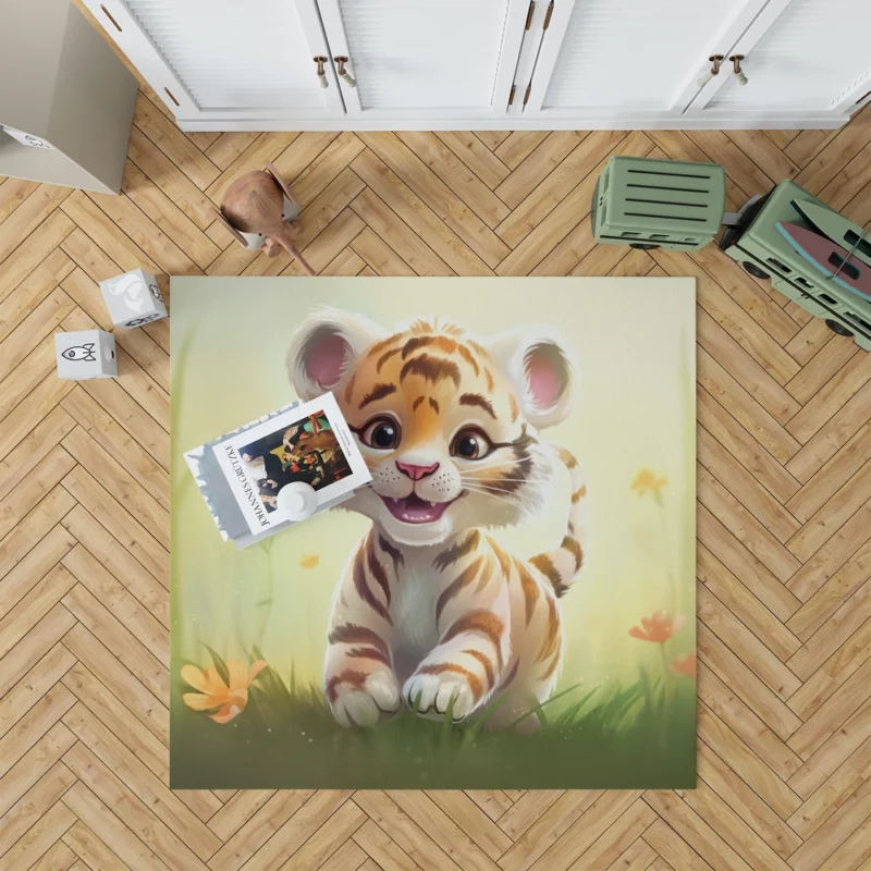 Cute Tiger Illustration Rug