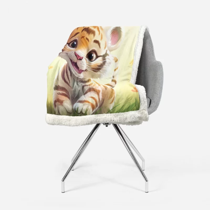 Cute Tiger Illustration Sherpa Fleece Blanket 1