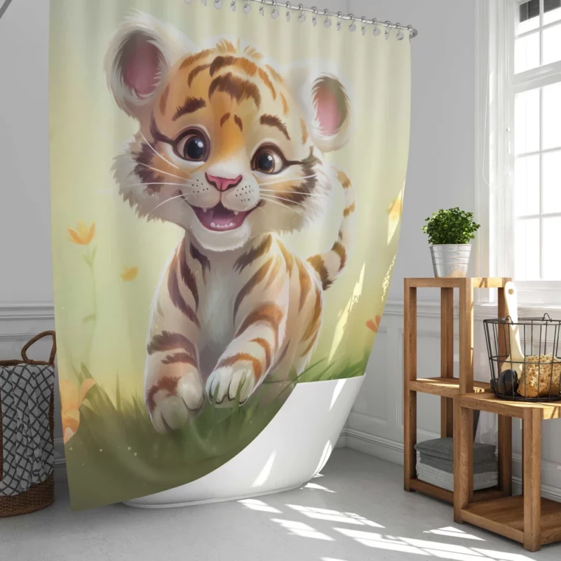 Cute Tiger Illustration Shower Curtain