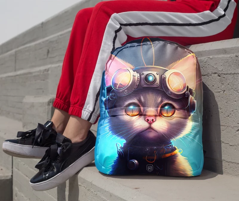 Cyber Cat in Digital Art Style Backpack 1