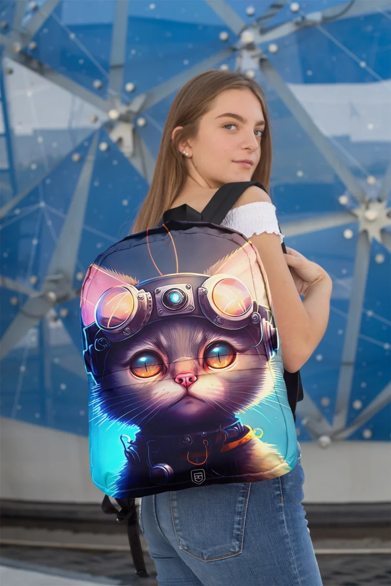 Cyber Cat in Digital Art Style Backpack 2