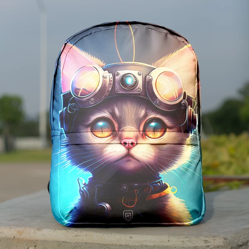 Cyber Cat in Digital Art Style Backpack