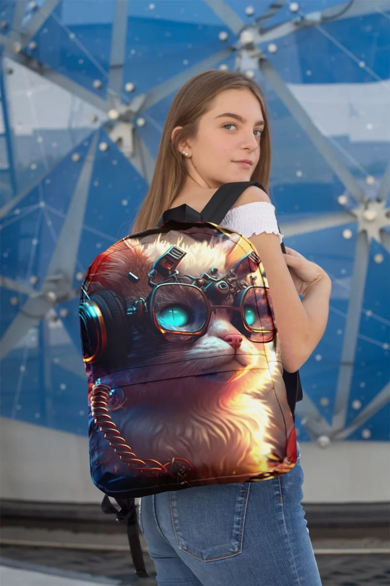 Cyber Cat with Electro Flowers Backpack 2