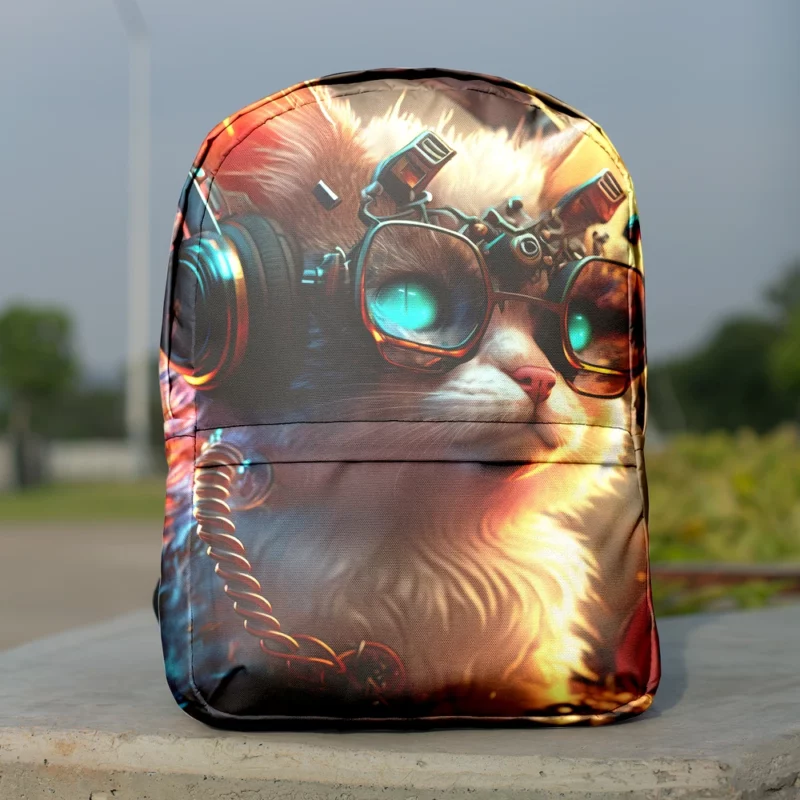 Cyber Cat with Electro Flowers Backpack