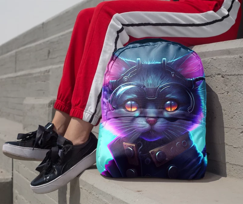 Cyberpunk Style Cyber Cat Art Backpack 1