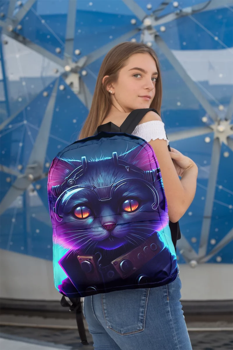 Cyberpunk Style Cyber Cat Art Backpack 2