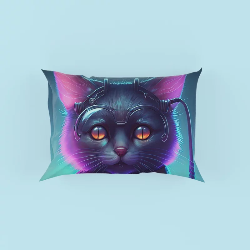 Cyberpunk Style Cyber Cat Art Pillow Cases