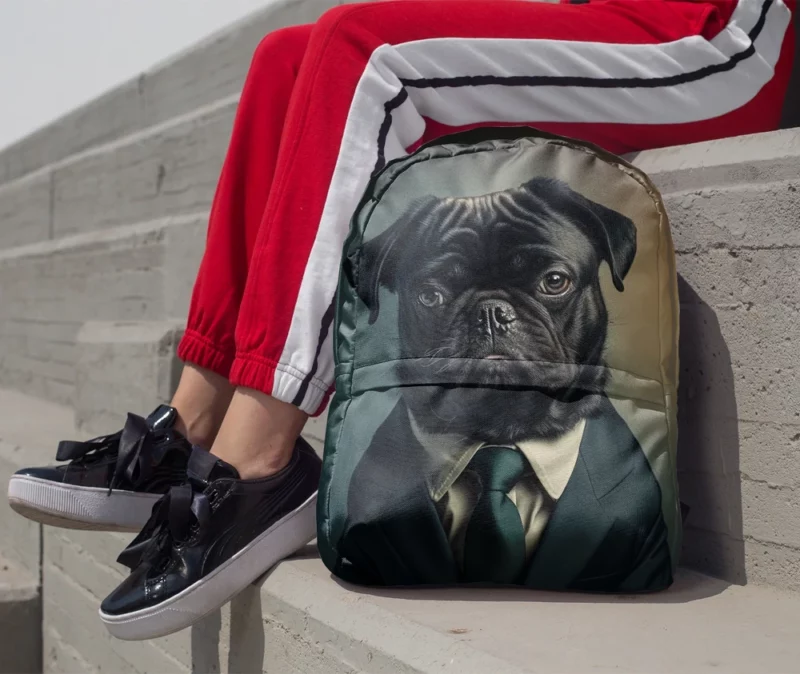 Dapper Black Pug Statue Backpack 1