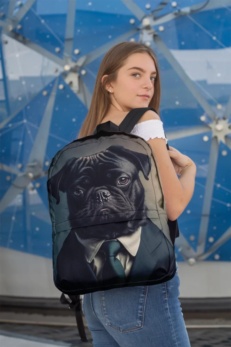 Dapper Black Pug Statue Backpack 2