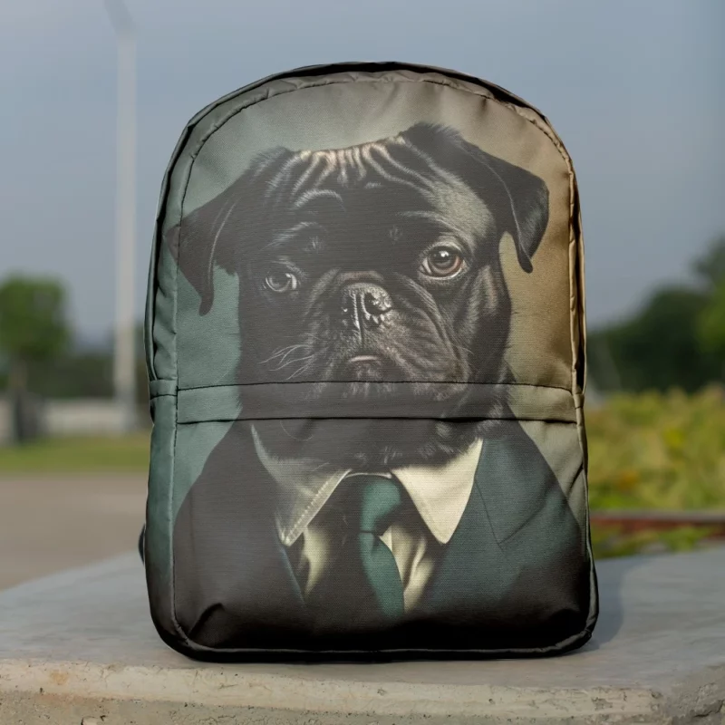 Dapper Black Pug Statue Backpack