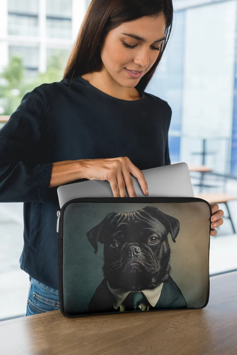 Dapper Black Pug Statue Laptop Sleeve 1