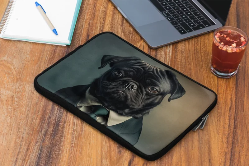 Dapper Black Pug Statue Laptop Sleeve 2