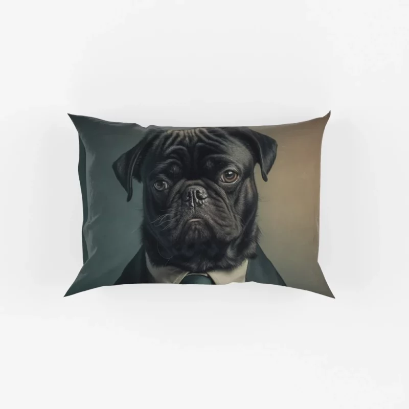 Dapper Black Pug Statue Pillow Cases