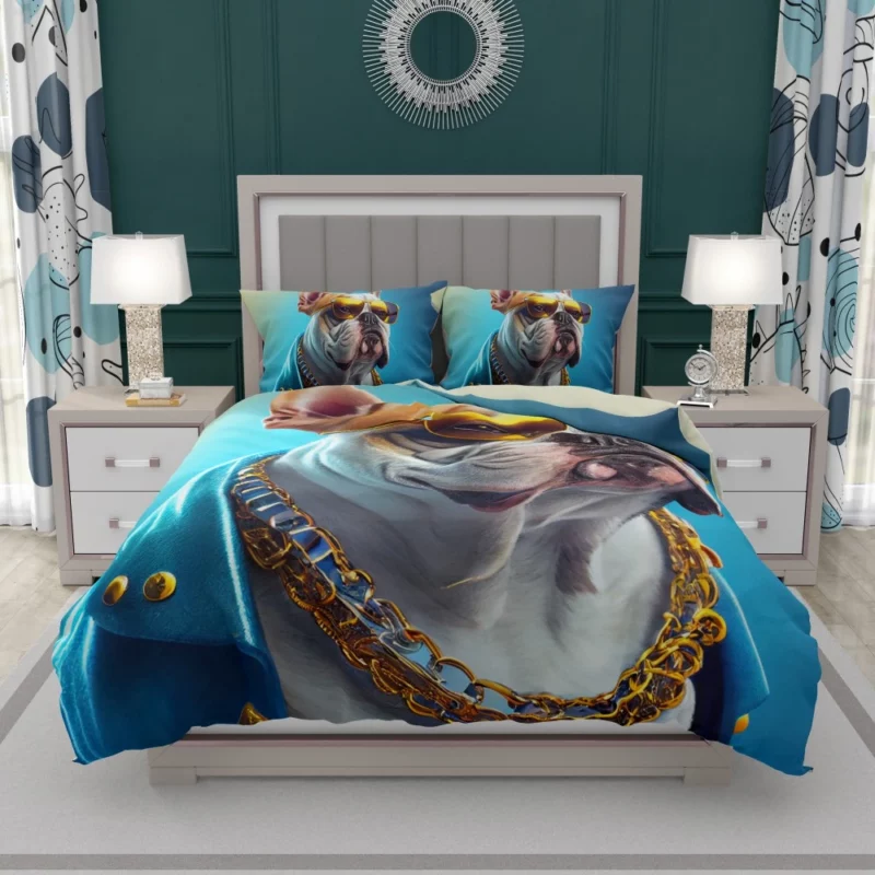 Dapper Doggo in Blue & Gold Bedding Set 1