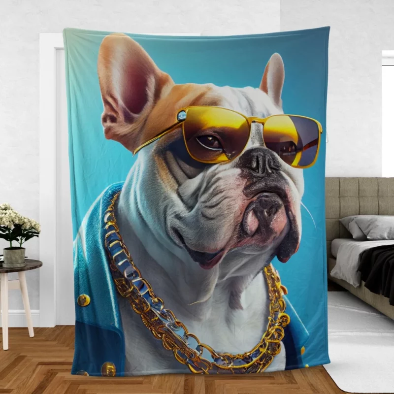 Dapper Doggo in Blue & Gold Fleece Blanket