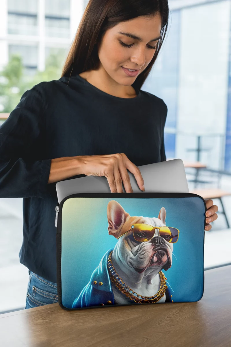 Dapper Doggo in Blue & Gold Laptop Sleeve 1