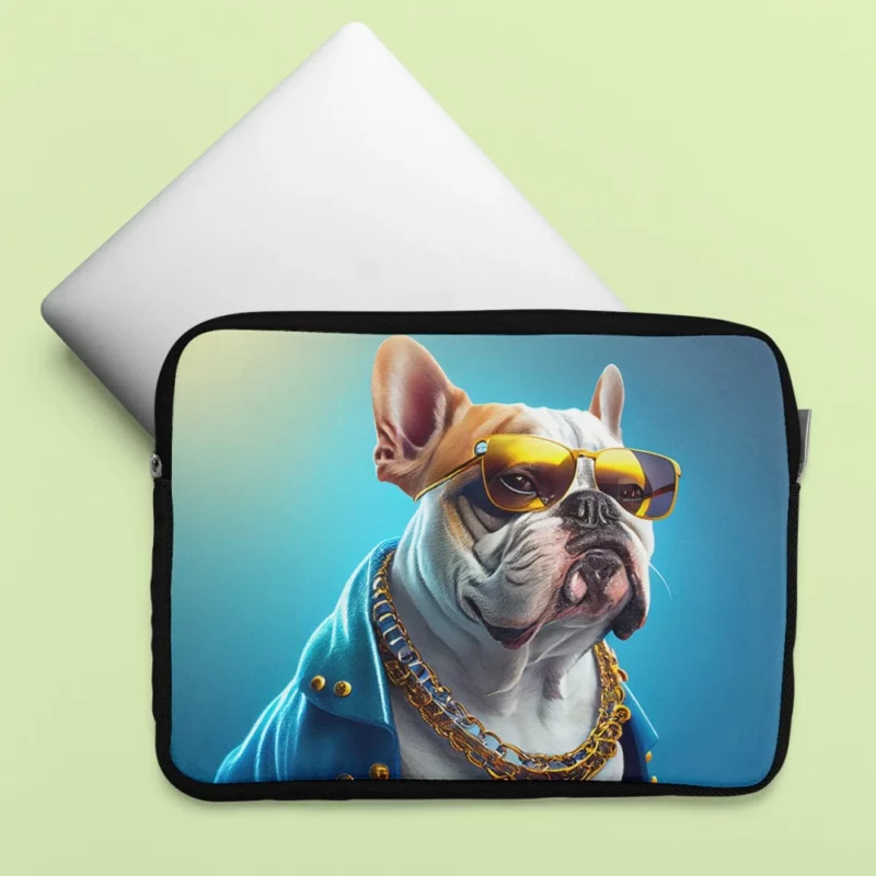 Dapper Doggo in Blue & Gold Laptop Sleeve