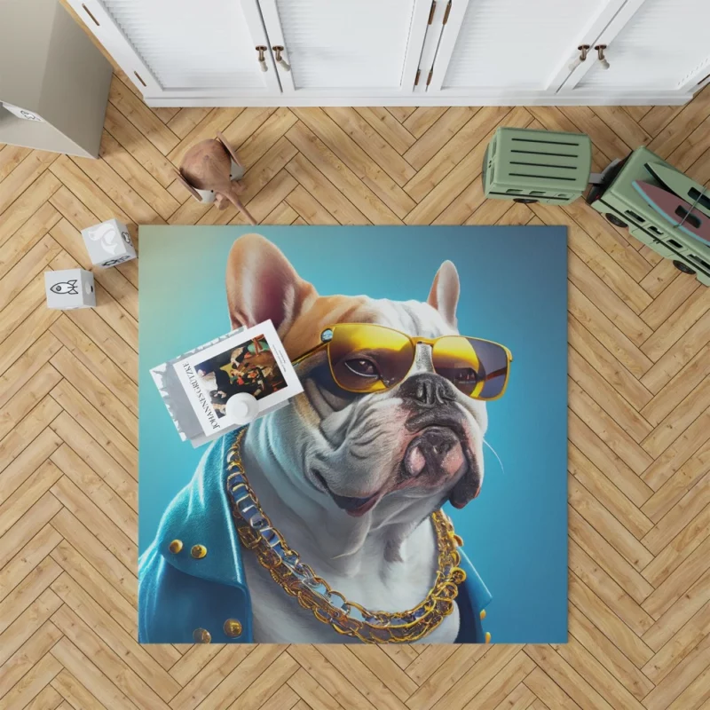 Dapper Doggo in Blue & Gold Rug