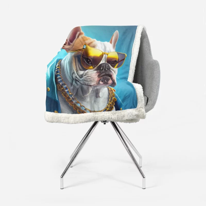 Dapper Doggo in Blue & Gold Sherpa Fleece Blanket 1