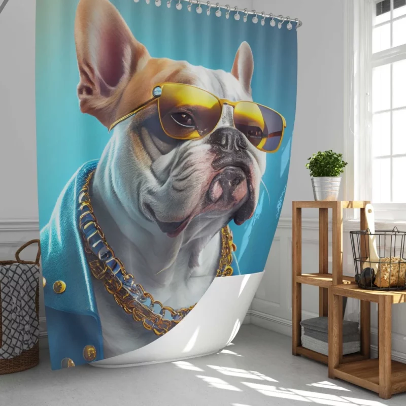 Dapper Doggo in Blue & Gold Shower Curtain