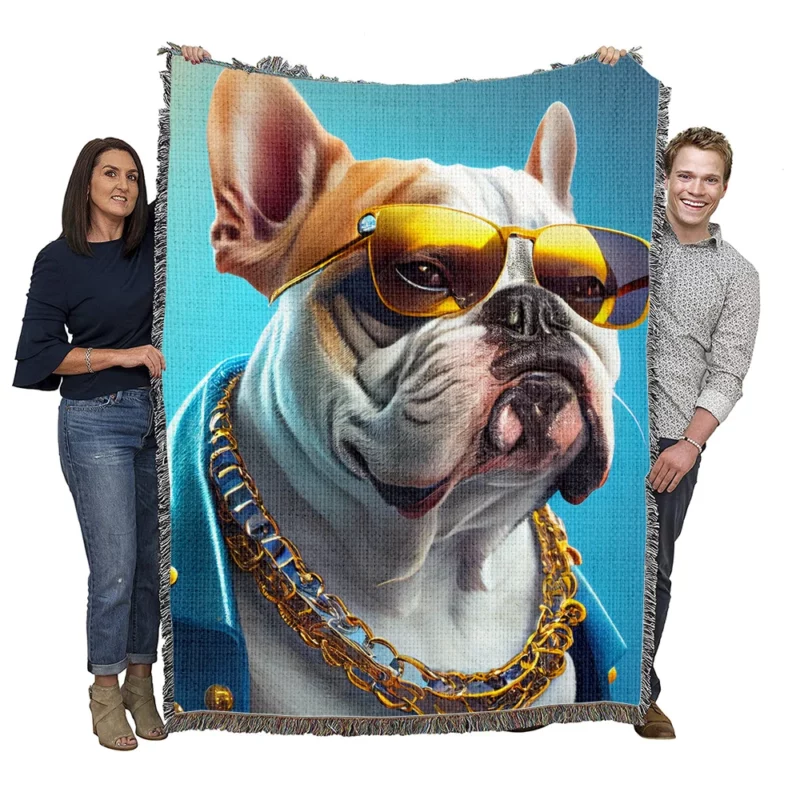 Dapper Doggo in Blue Gold Woven Blanket