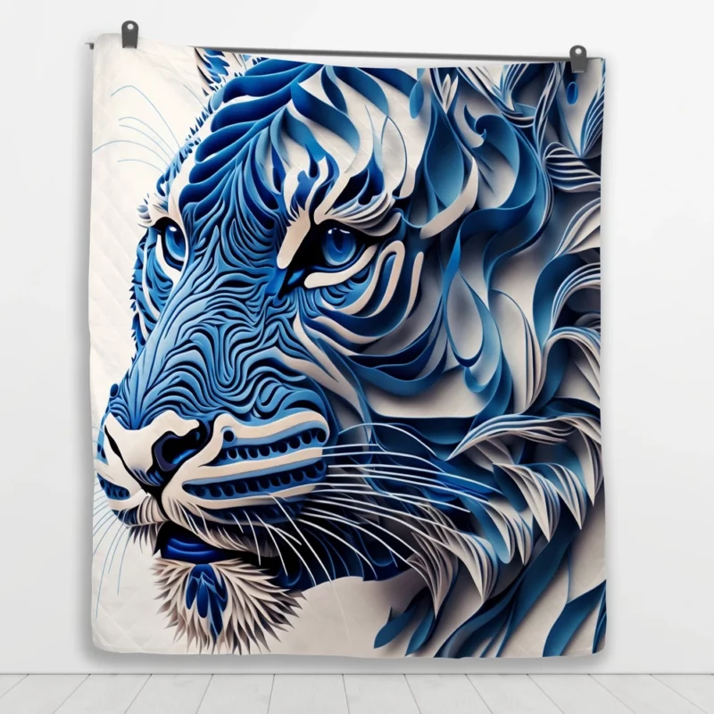 Digital Illustration Tiger Quilt Blanket 1