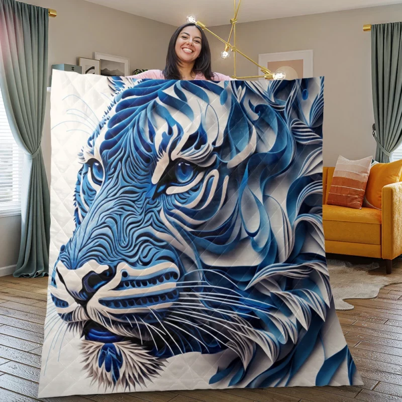 Digital Illustration Tiger Quilt Blanket