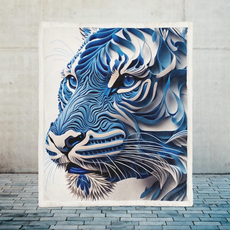 Digital Illustration Tiger Sherpa Fleece Blanket