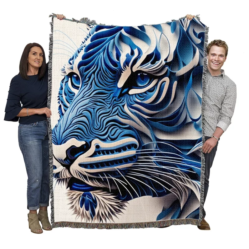 Digital Illustration Tiger Woven Blanket