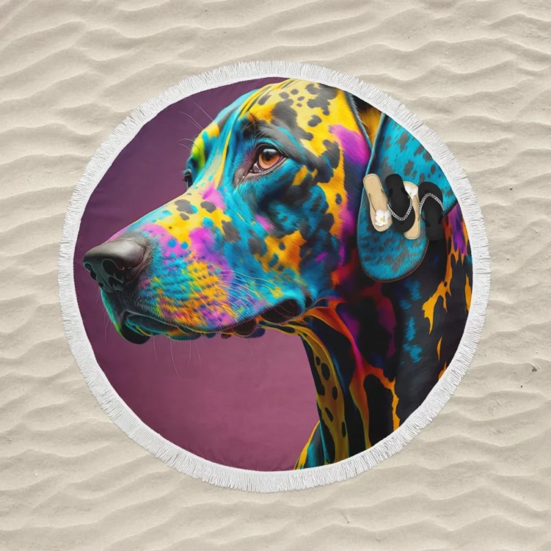 Distinctive Multicolor Dalmatian Round Beach Towel