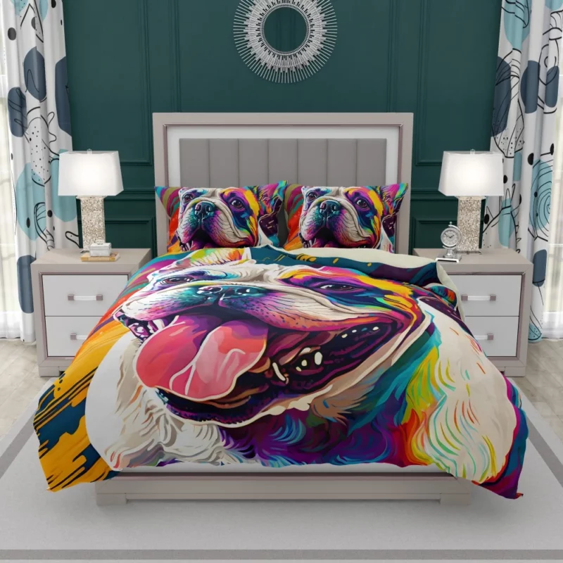 Dog Painting with Tongue Out Sculpture Bedding Set 1