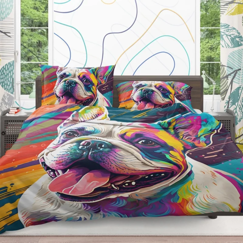 Dog Painting with Tongue Out Sculpture Bedding Set