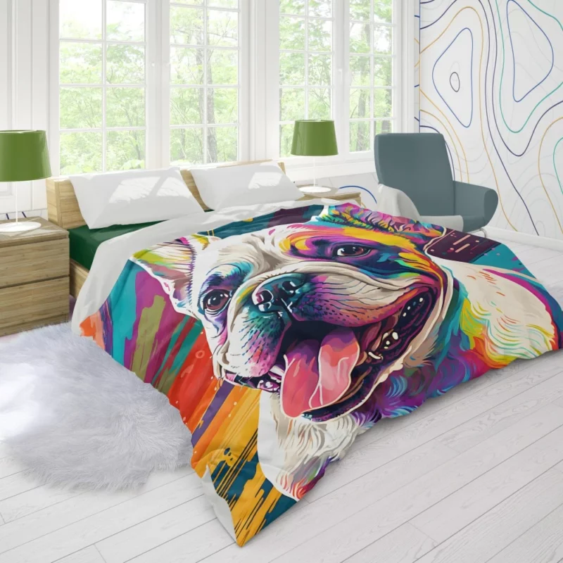 Dog Painting with Tongue Out Sculpture Duvet Cover