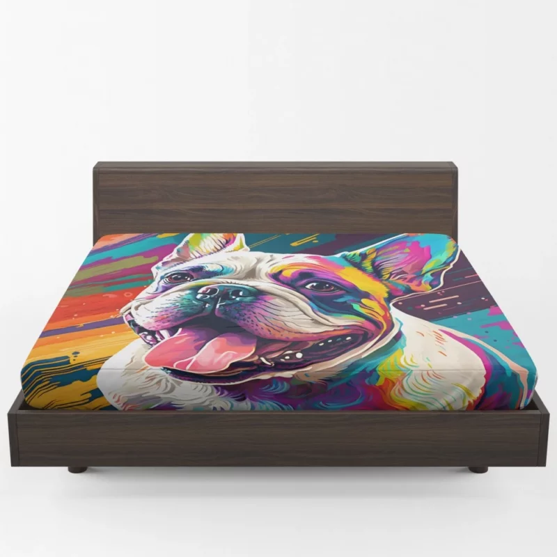 Dog Painting with Tongue Out Sculpture Fitted Sheet 1