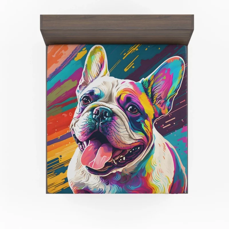 Dog Painting with Tongue Out Sculpture Fitted Sheet