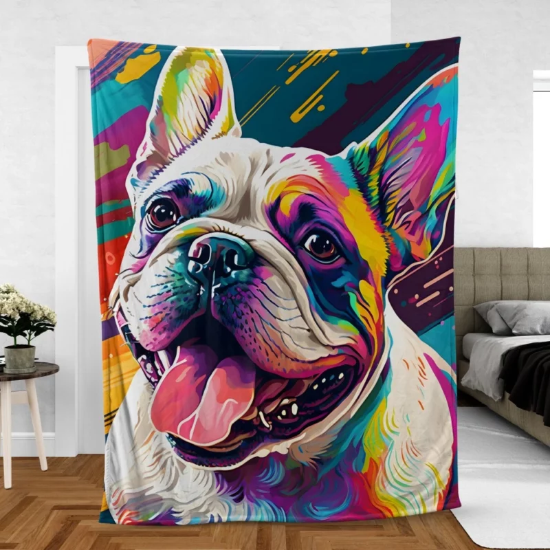 Dog Painting with Tongue Out Sculpture Fleece Blanket