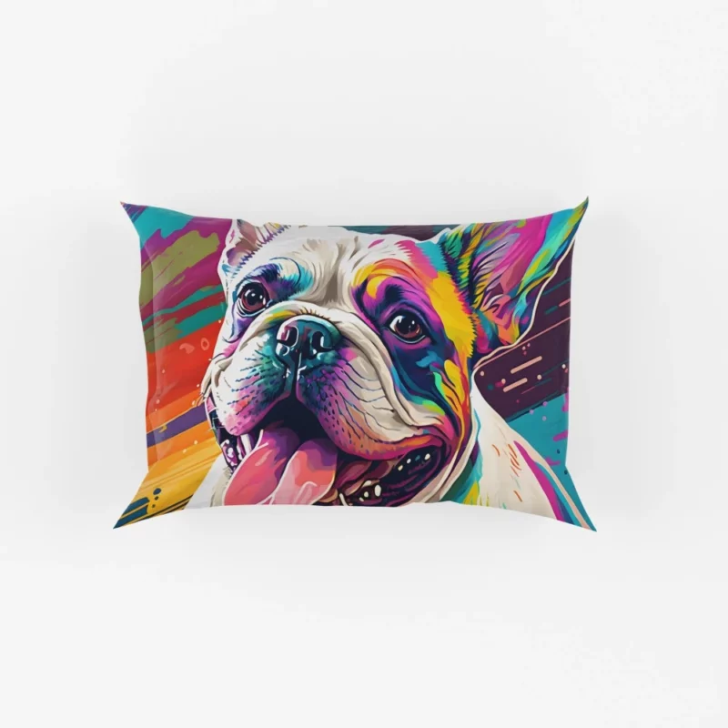 Dog Painting with Tongue Out Sculpture Pillow Cases