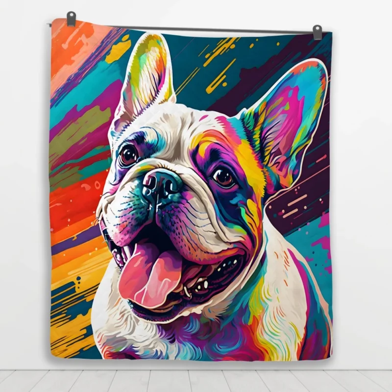 Dog Painting with Tongue Out Sculpture Quilt Blanket 1