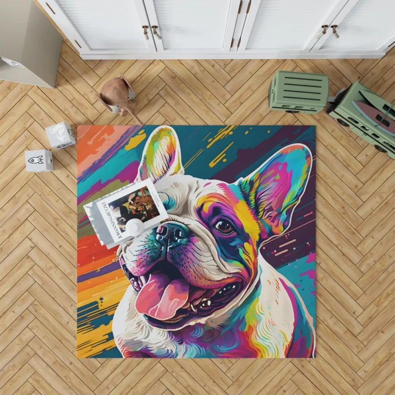 Dog Painting with Tongue Out Sculpture Rug