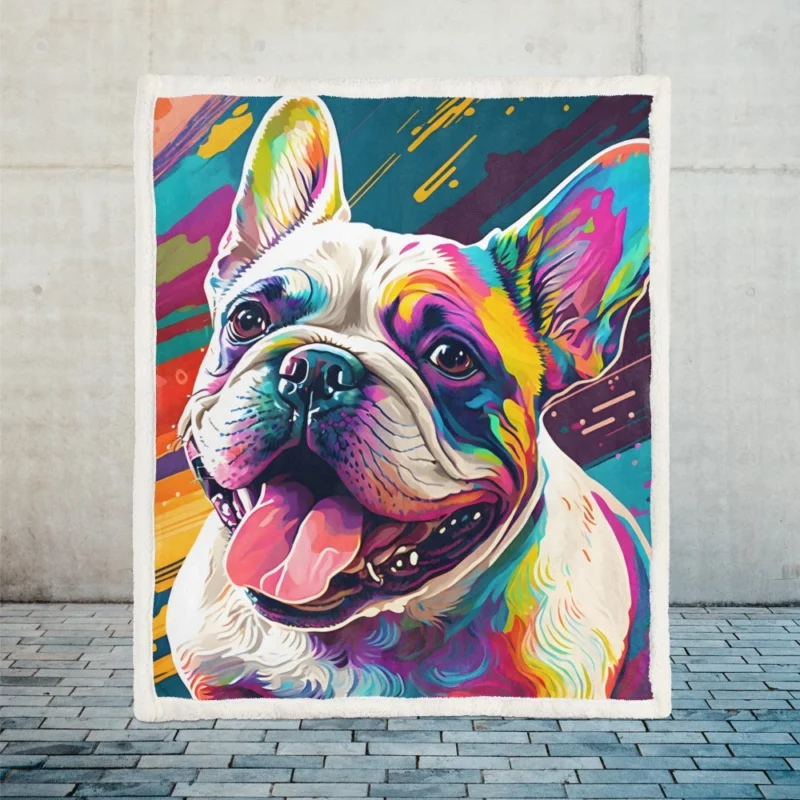 Dog Painting with Tongue Out Sculpture Sherpa Fleece Blanket