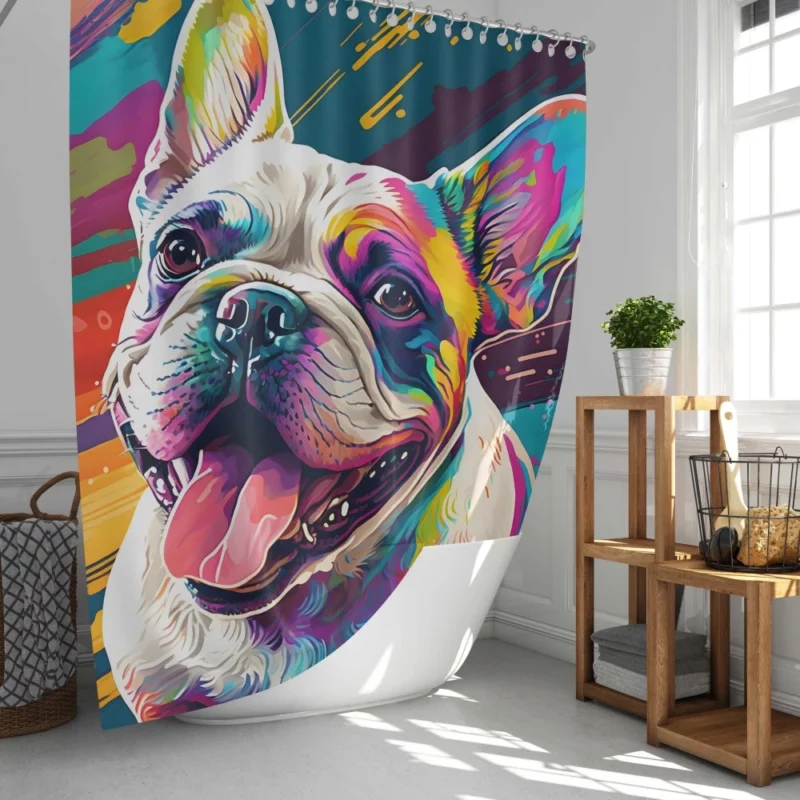 Dog Painting with Tongue Out Sculpture Shower Curtain