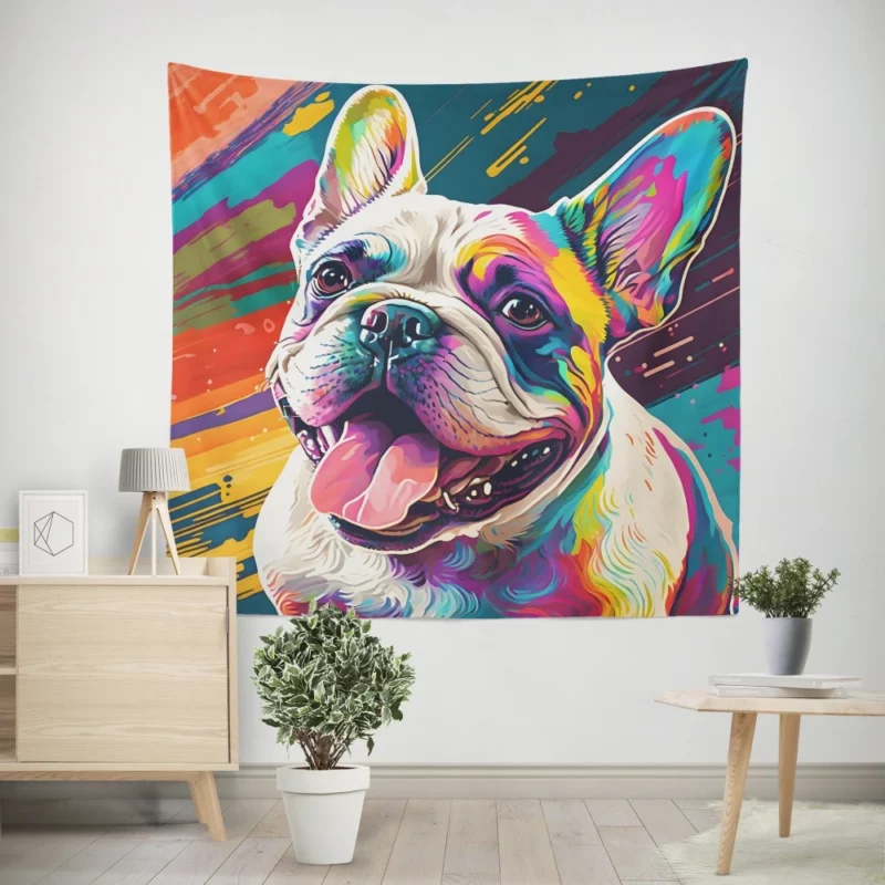 Dog Painting with Tongue Out Sculpture Wall Tapestry