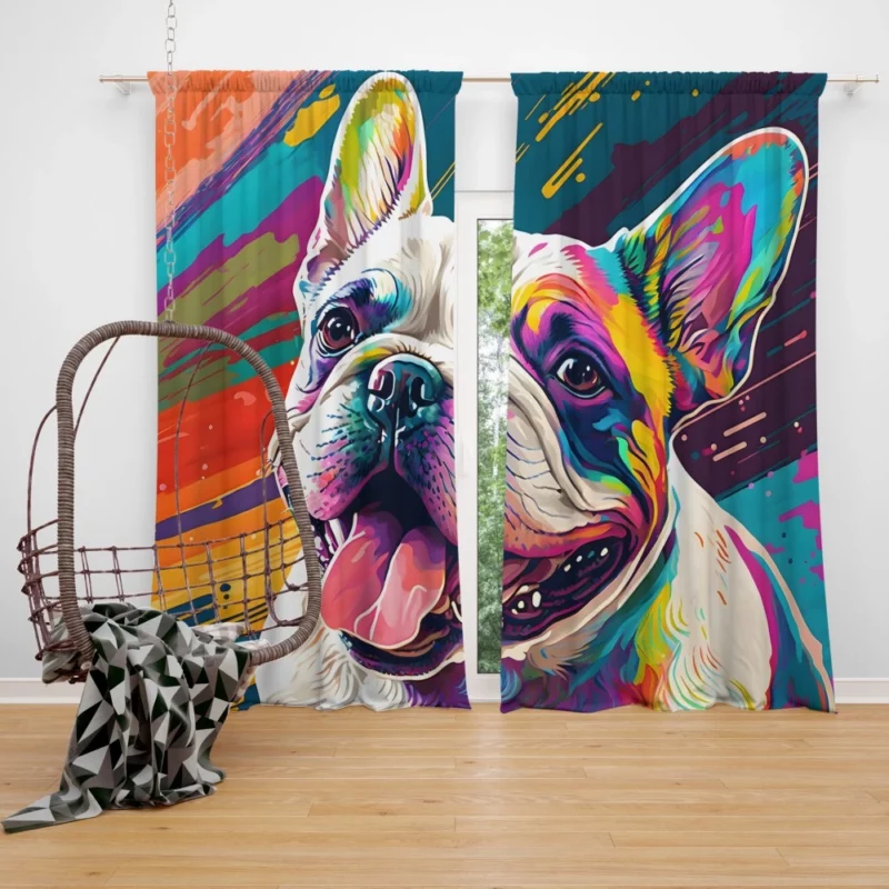 Dog Painting with Tongue Out Sculpture Window Curtain