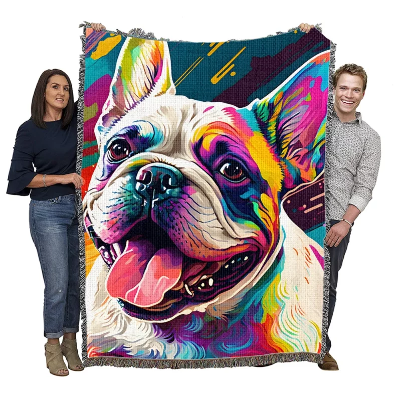 Dog Painting with Tongue Out Sculpture Woven Blanket