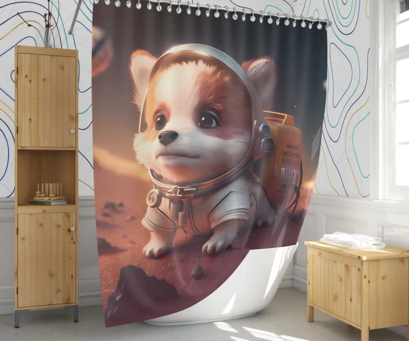 Dog Space Suit Shower Curtain 1