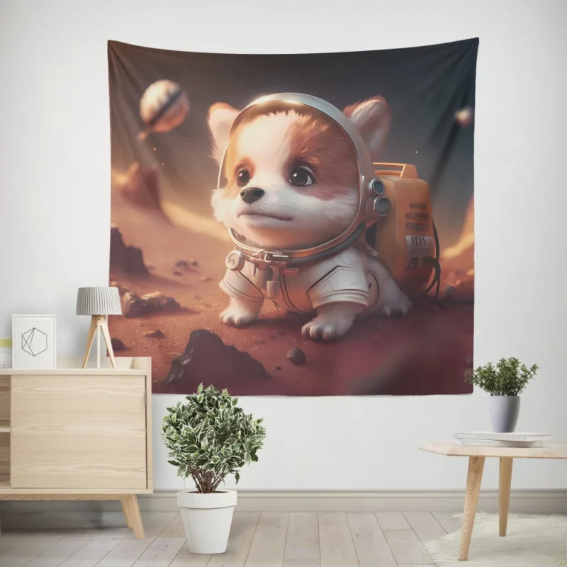 Dog Space Suit Wall Tapestry