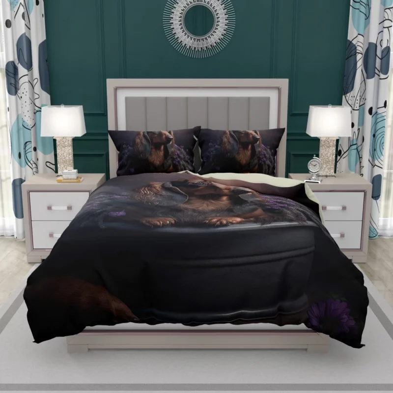 Dog in Purple Pot Bedding Set 1